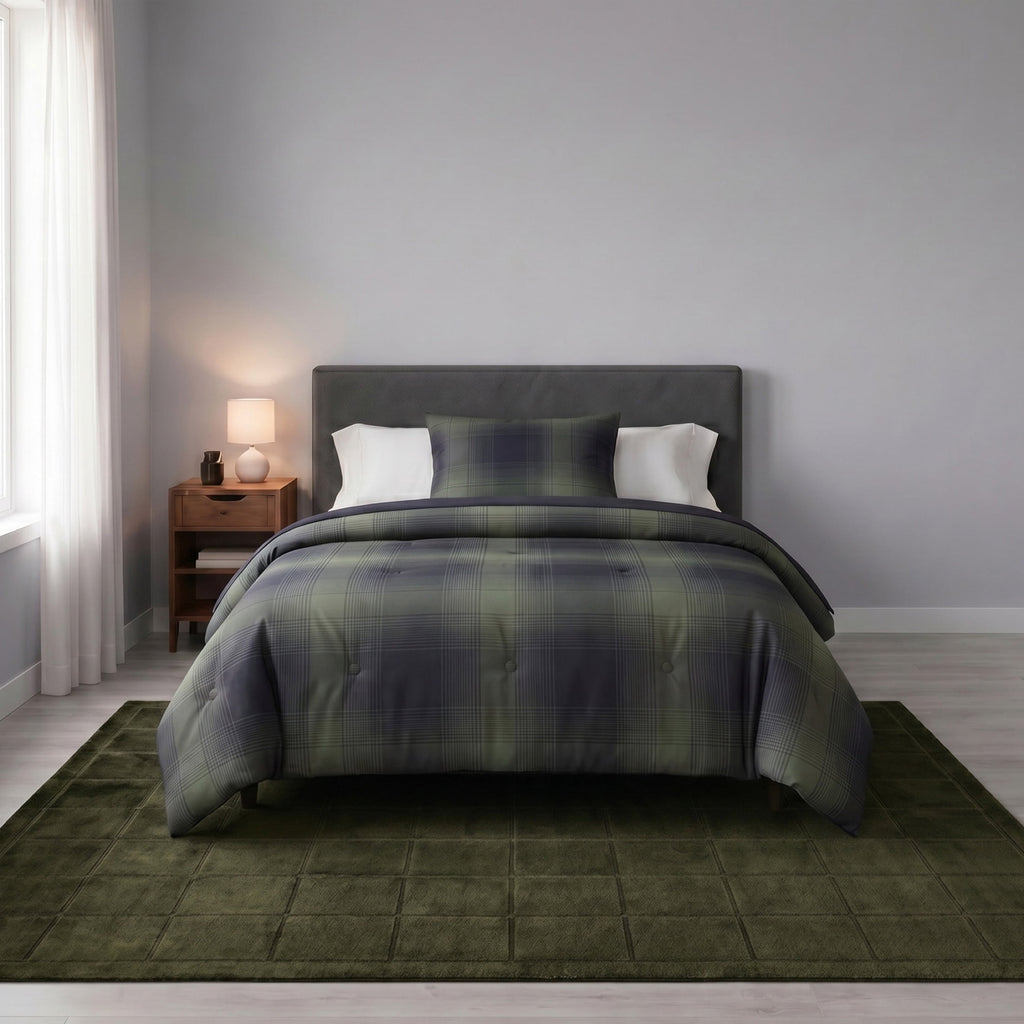 AVERO™ Solid High Low Tufted Grid Dark Green Indoor Area Rug, 8' x 10' - AVERO™