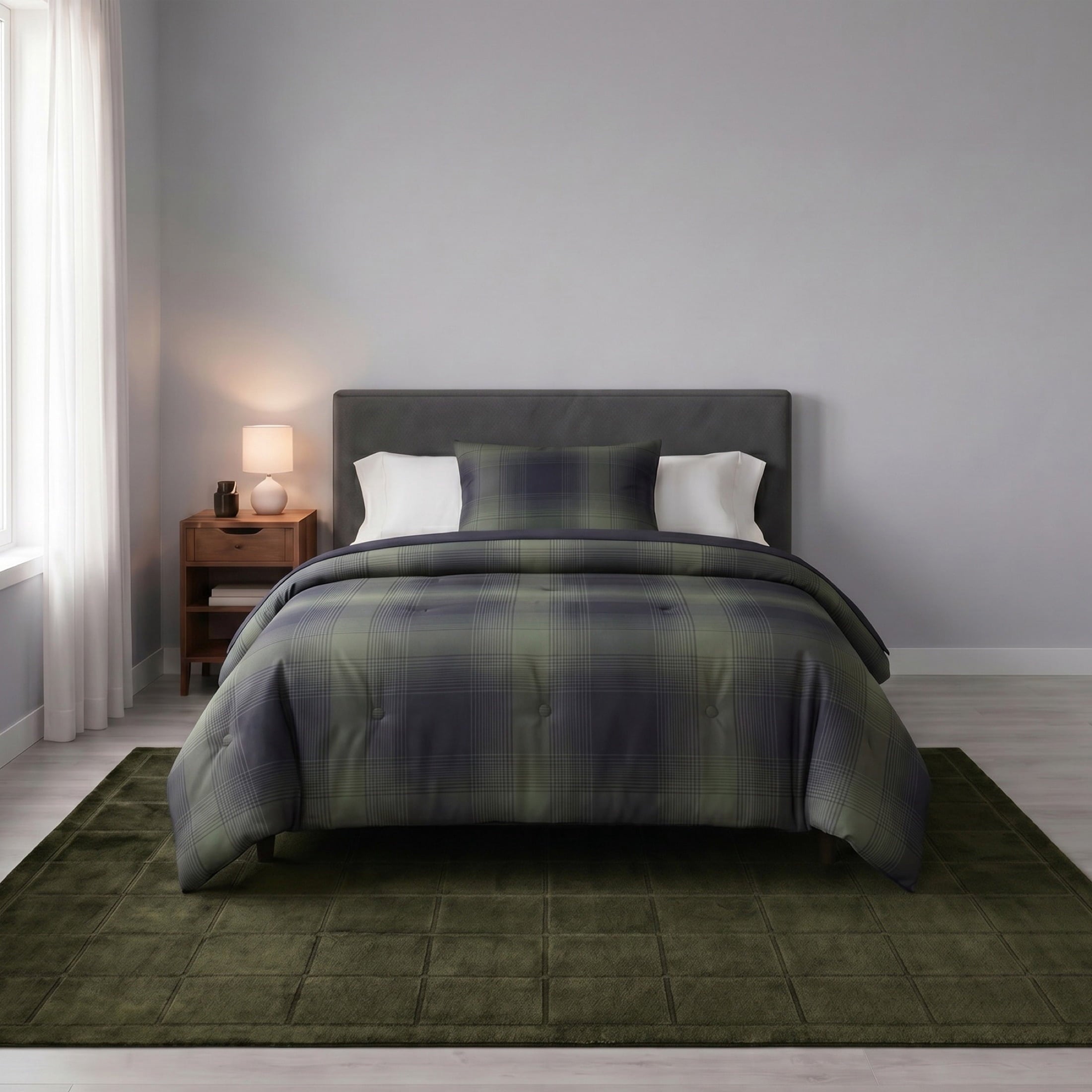AVERO™ Solid High Low Tufted Grid Dark Green Indoor Area Rug, 8' x 10' - AVERO™