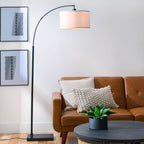 AVERO™ Michelle 71-Inch Metal Arc Floor Lamp with White Fabric Shade and 3-Way Switch - AVERO™