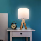 AVERO™ (2 pack) Tripod Table Lamp with Oak Finish and White Shade, 16.75 in H, One Size - AVERO™