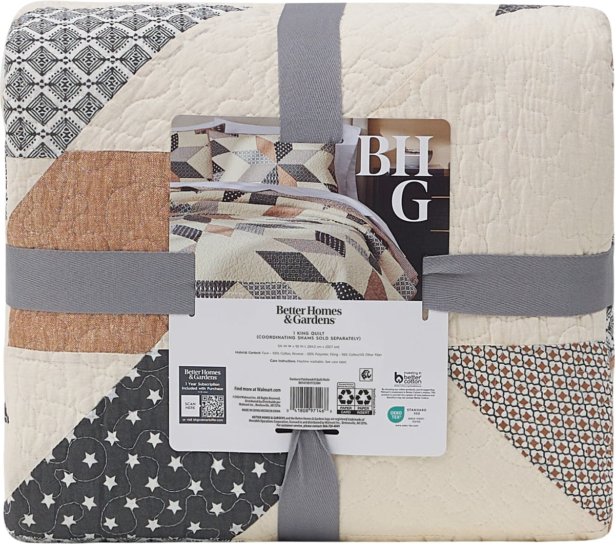 AVERO™ Starburst Patchwork Cotton Quilt, King Bedding - AVERO™