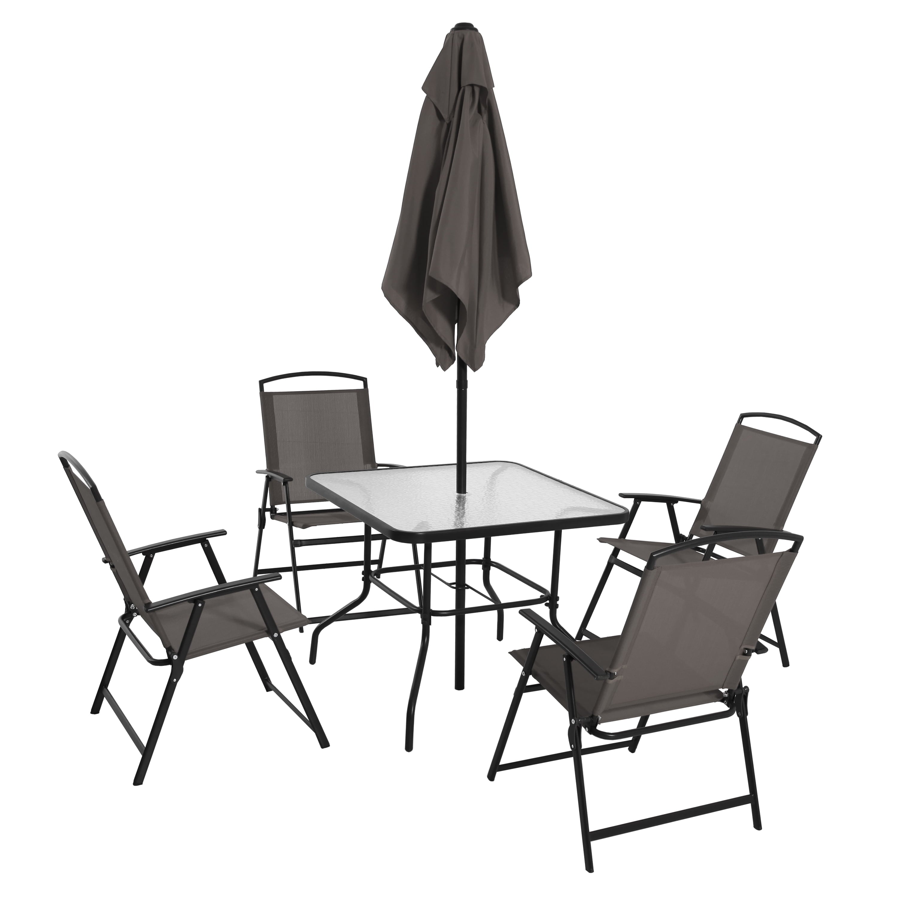 AVERO™ Albany Lane 6-Piece Steel Outdoor Patio Dining Set with Umbrella, Gray - AVERO™