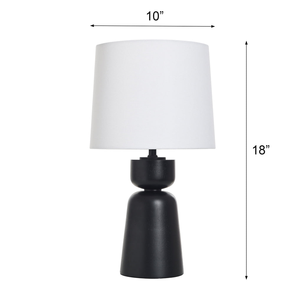 AVERO™ Wood Totem Table Lamp with White Linen Shade, 10"L x 10"W x 18"H - AVERO™