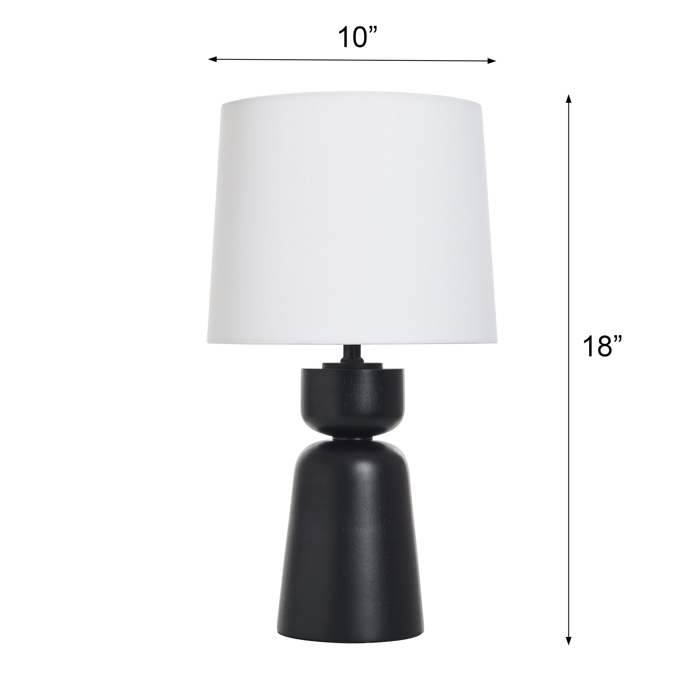 AVERO™ Wood Totem Table Lamp with White Linen Shade, 10"L x 10"W x 18"H - AVERO™