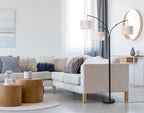 AVERO™ 82 in Matte Black 3-Light Arc Floor Lamp with Adjustable Shades - AVERO™