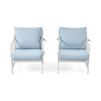 AVERO™ Aubrey 3-Piece Metal Outdoor Chat Set, White & Blue - AVERO™