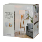 AVERO™ 63 in Natural Wood Tripod Floor Lamp with Pleated Shade - AVERO™