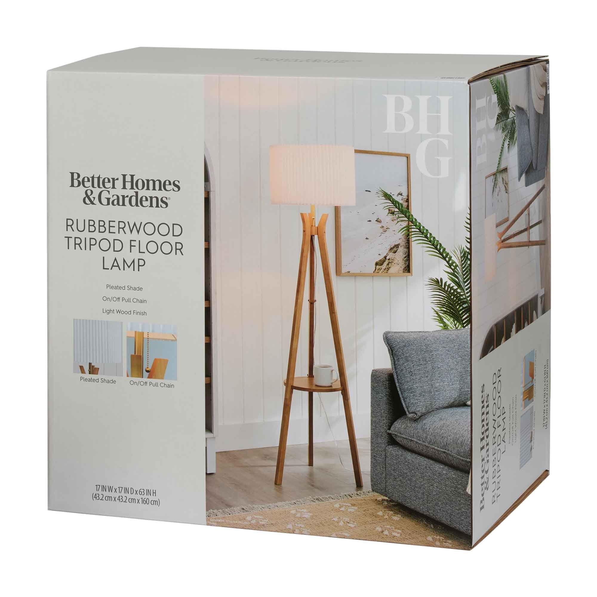 AVERO™ 63 in Natural Wood Tripod Floor Lamp with Pleated Shade - AVERO™