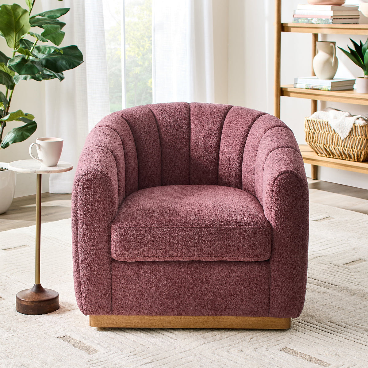 AVERO™ Lillian Accent Swivel Chair, Rose Boucle - AVERO™