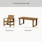 AVERO™ Ezra 7-Piece Outdoor HDPE Dining Set, Teak - AVERO™