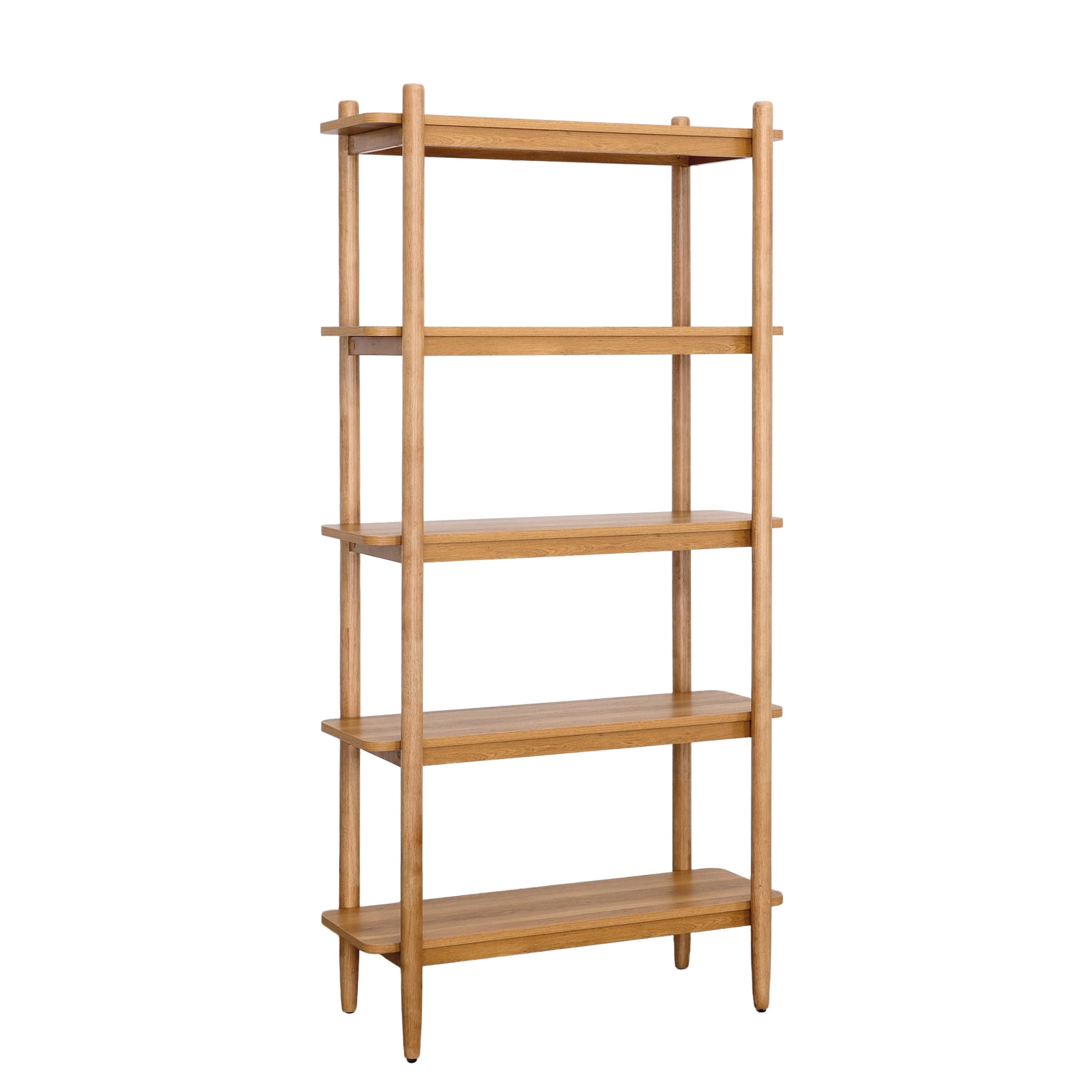 AVERO™ Springwood 5 Shelf Bookcase with Solid Wood Frame, Light Honey Finish - AVERO™