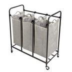 AVERO™ Laundry Sorter and Hamper, Metal Rolling Cart with 3 Removable Fabric Bins, Grey - AVERO™