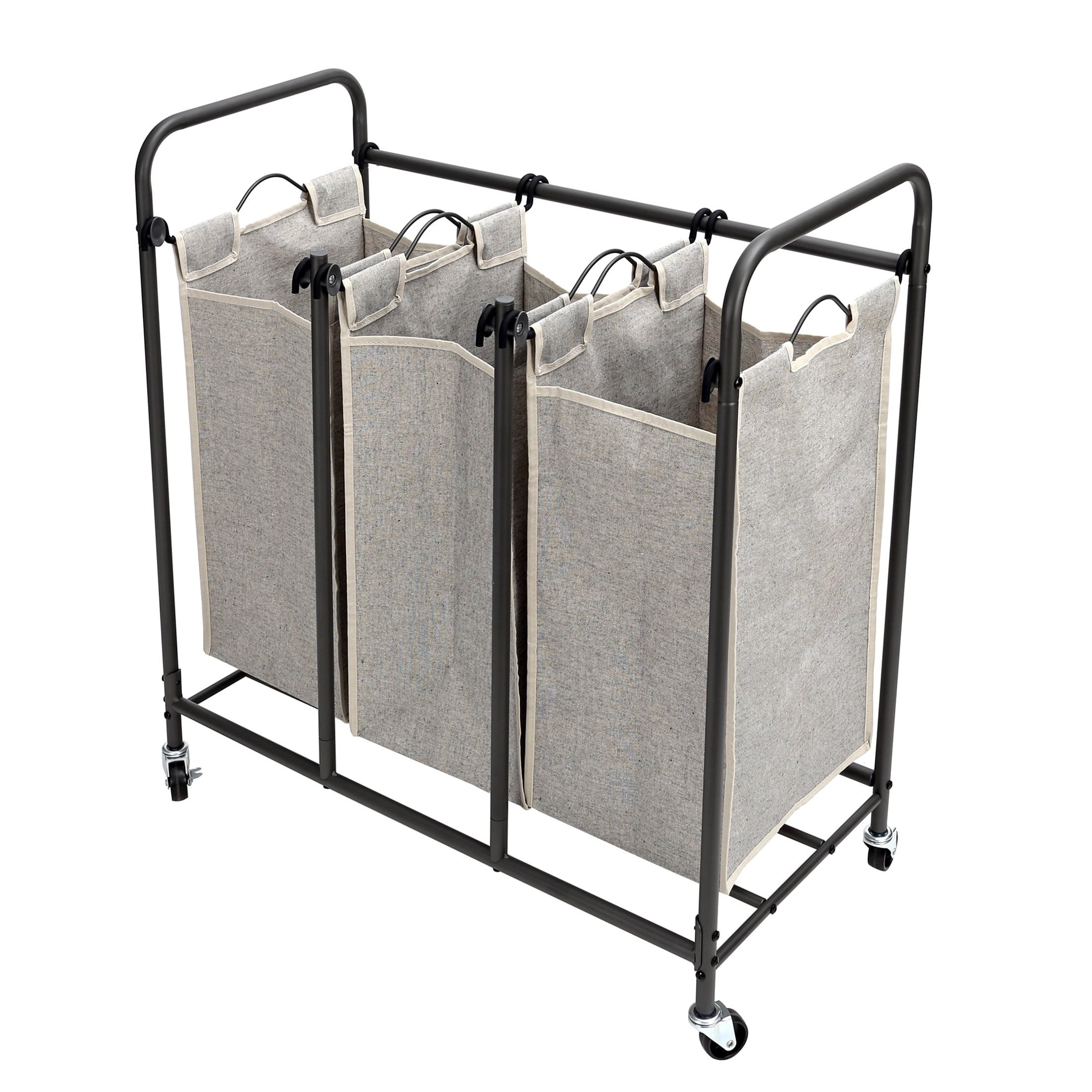 AVERO™ Laundry Sorter and Hamper, Metal Rolling Cart with 3 Removable Fabric Bins, Grey - AVERO™