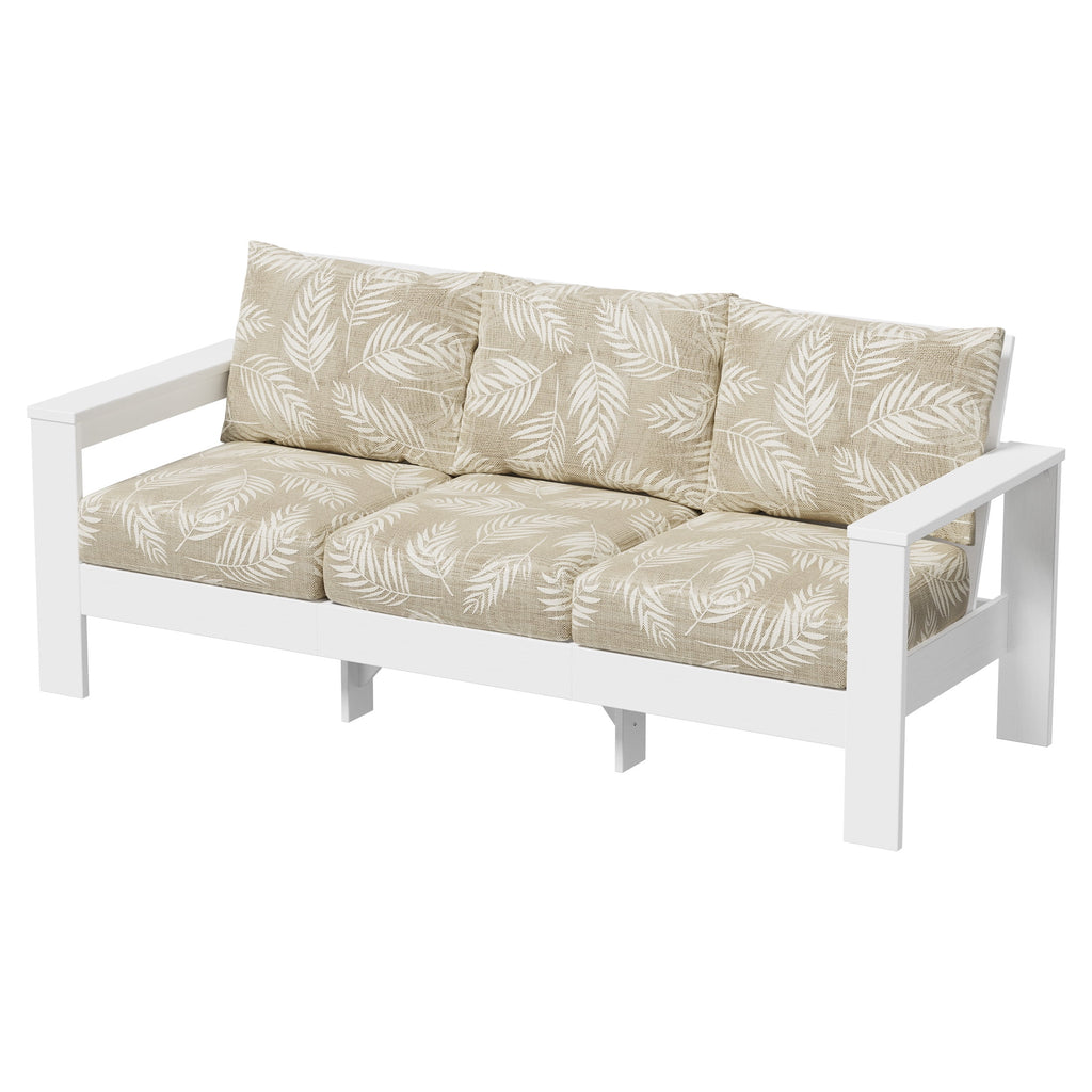 AVERO™ Ezra 4-Piece Outdoor HDPE Conversation Set, White with Neutral Palm Cushions - AVERO™