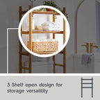 AVERO™ Springwood Acacia Wood over-the-Toilet Space Saver Cabinet, 3 Shelves, Honey - AVERO™