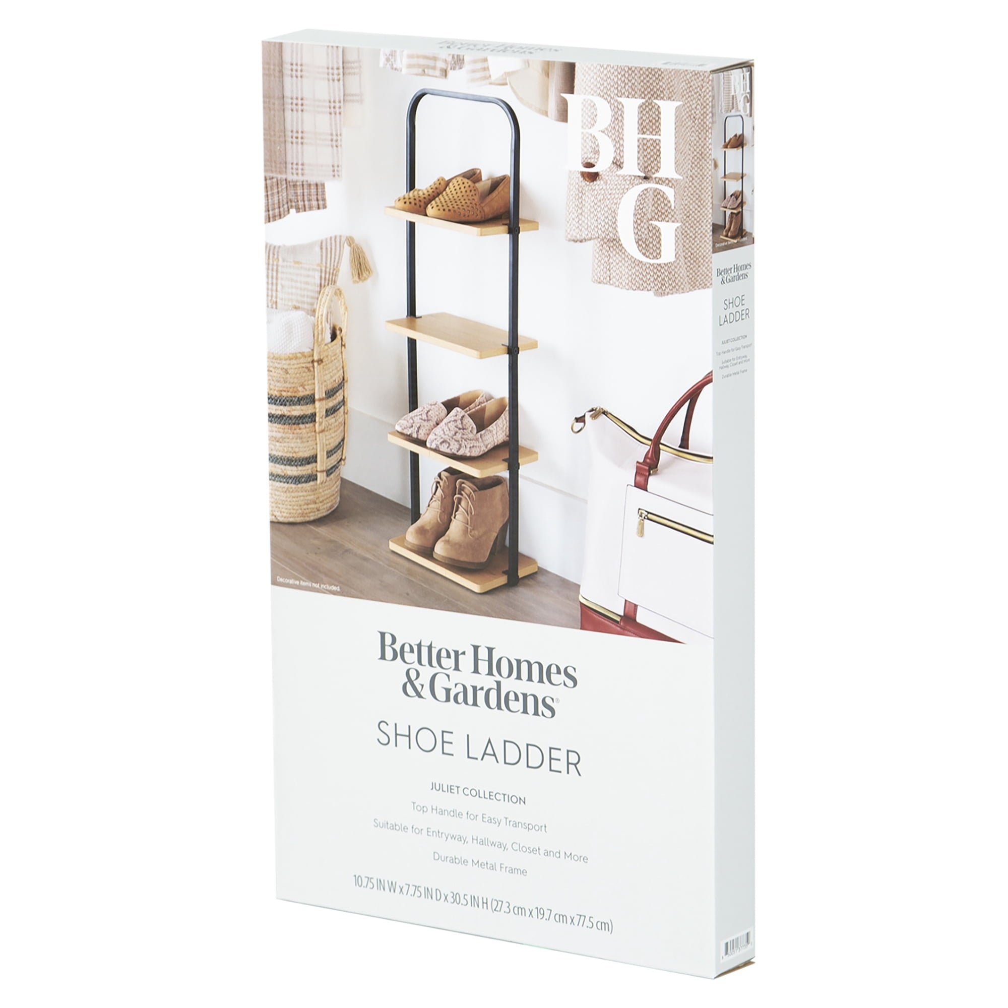 AVERO™ Juliet 4-Tier Wooden Shoe Ladder for Shoe Storage, Black and Light Honey Wood, Holds up to 4 Pairs - AVERO™