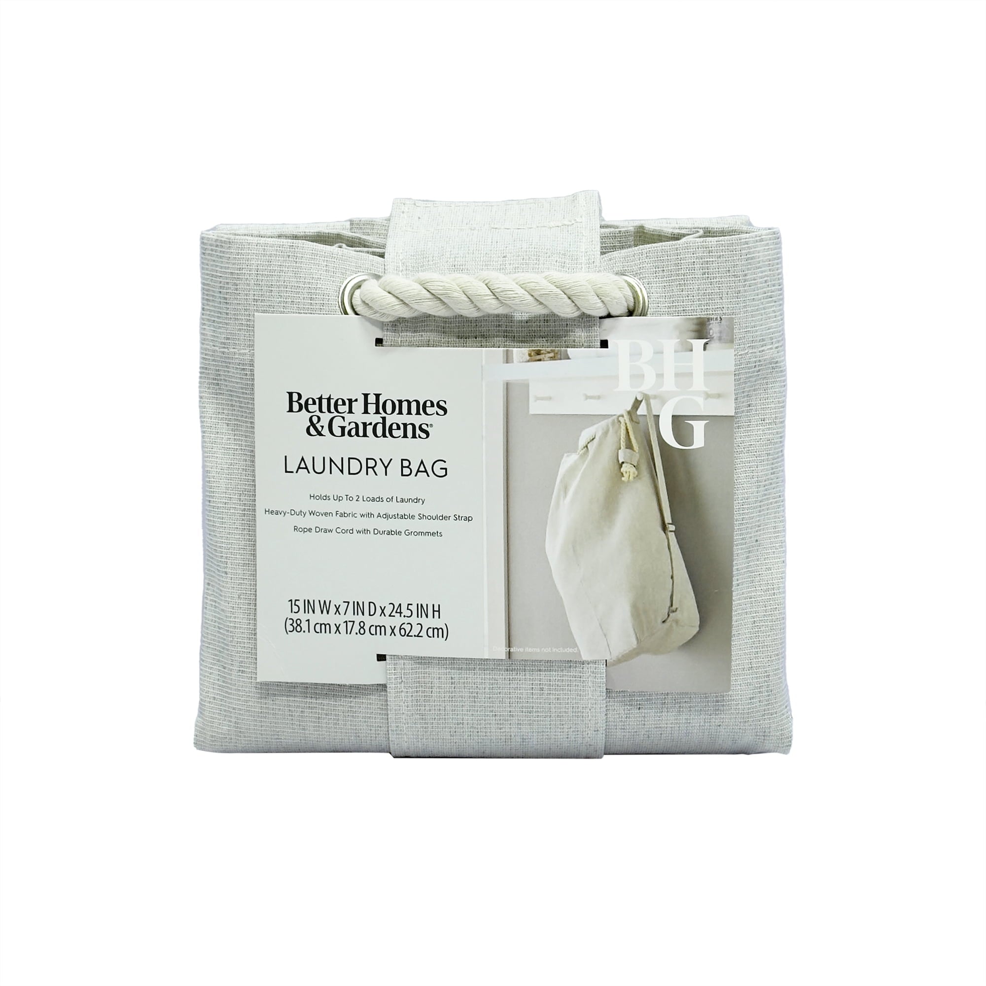 AVERO™ (2 Pack) Better Homes Gardens Polyester and Cotton Canvas Laundry Bag Gray 15 in W x 7 in D x 24.5 in H - AVERO™
