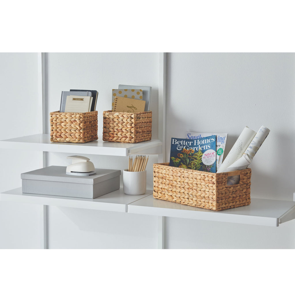 AVERO™ (2 pack) 3-Piece Natural Woven Water Hyacinth Decorative Storage Basket Set, Large Basket 16.14 in x 6.69 in x 5.9 in - AVERO™