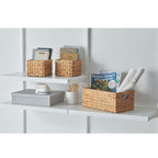 AVERO™ (2 pack) 3-Piece Natural Woven Water Hyacinth Decorative Storage Basket Set, Large Basket 16.14 in x 6.69 in x 5.9 in - AVERO™