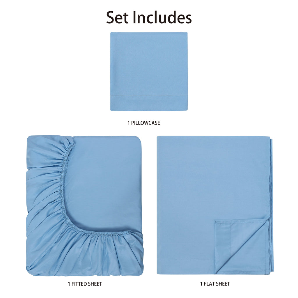 AVERO™ (4 pack) Basic Value Microfiber Bed Sheet Set, Light Blue, Twin, 3-Piece - AVERO™