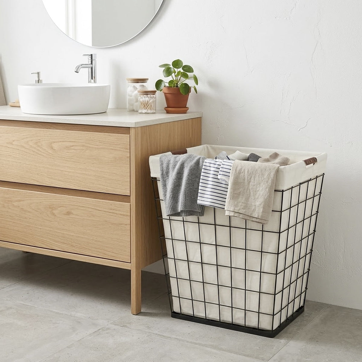 AVERO™ 75L Rectangular Steel Wire Laundry Hamper with Removable Liner, Natural, Adult - AVERO™