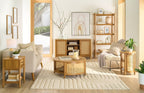AVERO™ Springwood 5 Shelf Bookcase with Solid Wood Frame, Light Honey Finish - AVERO™