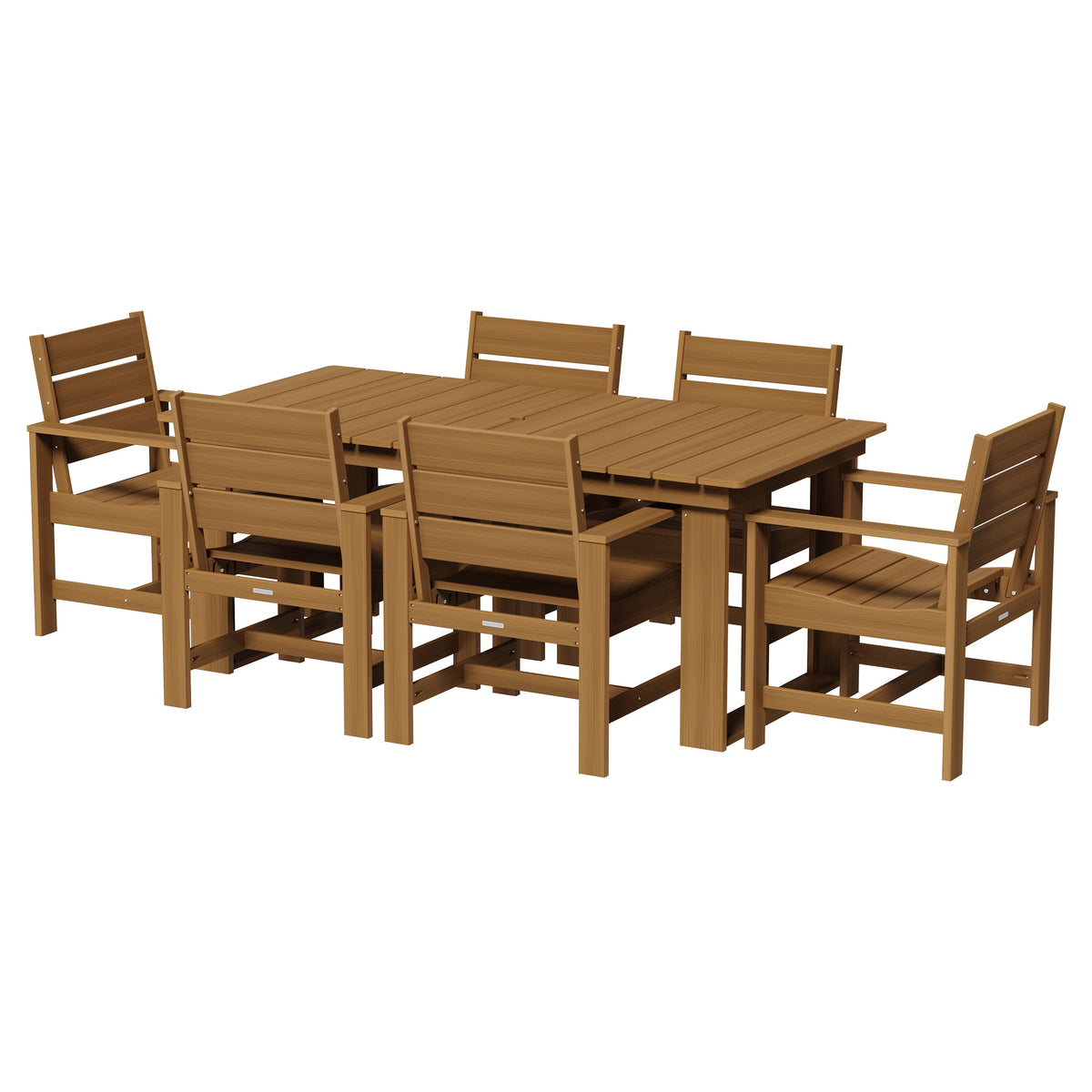 AVERO™ Ezra 7-Piece Outdoor HDPE Dining Set, Teak - AVERO™