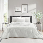 AVERO™ 7 Piece Crinkle Pleated Bed in a Bag Comforter Set with Sheets, Queen - AVERO™