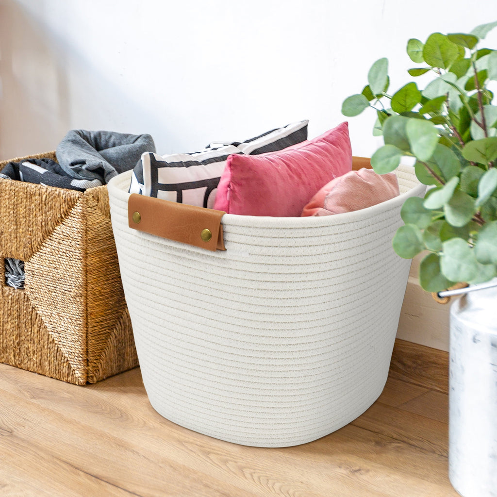 AVERO™ Large Cotton Rope Basket, White, 2 Pieces - AVERO™