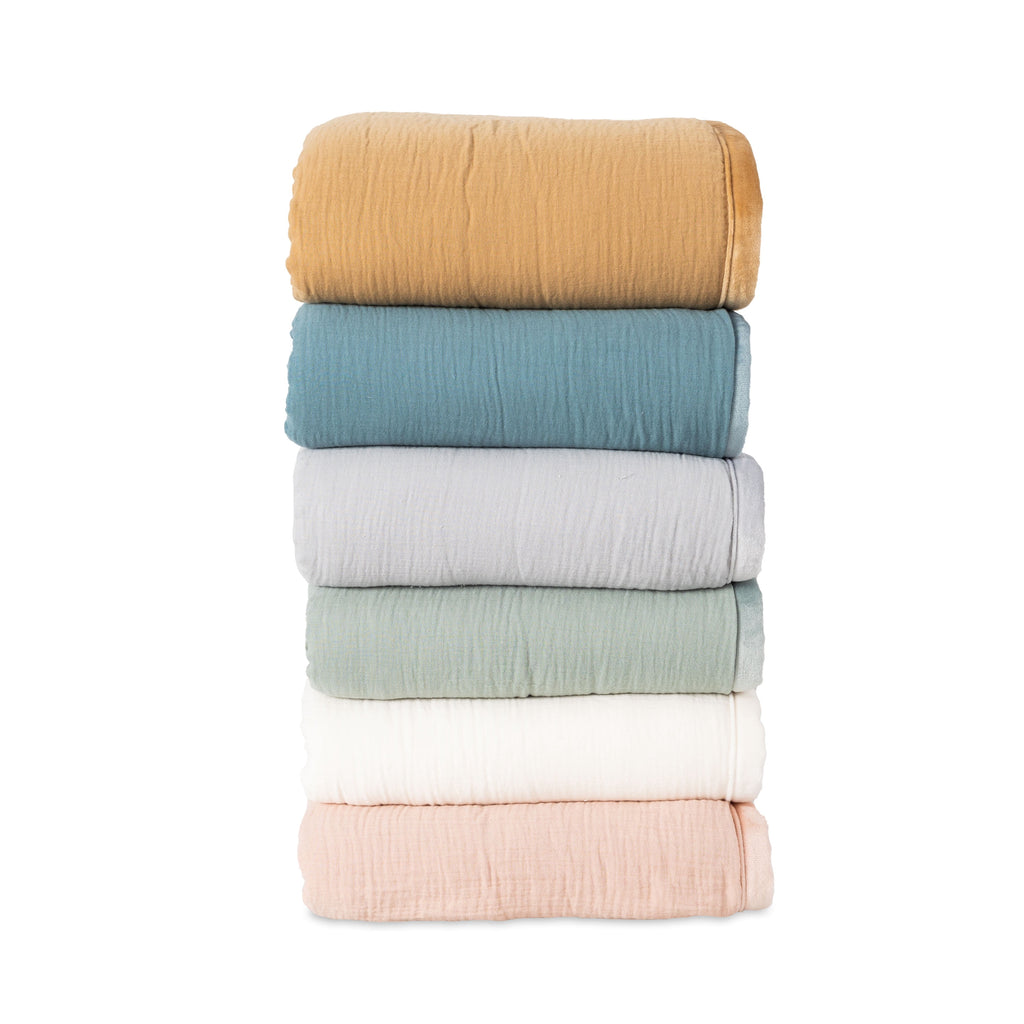 AVERO™ Throw Blanket, Reversible Gauze and Cozy Knit, 50 in x 72 in, Antique Blush - AVERO™
