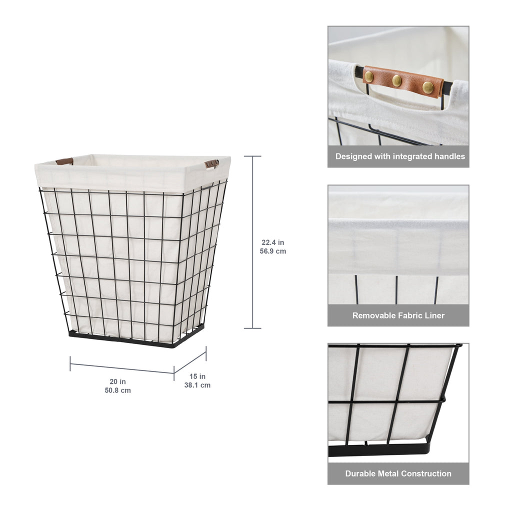 AVERO™ 75L Rectangular Steel Wire Laundry Hamper with Removable Liner, Natural, Adult - AVERO™
