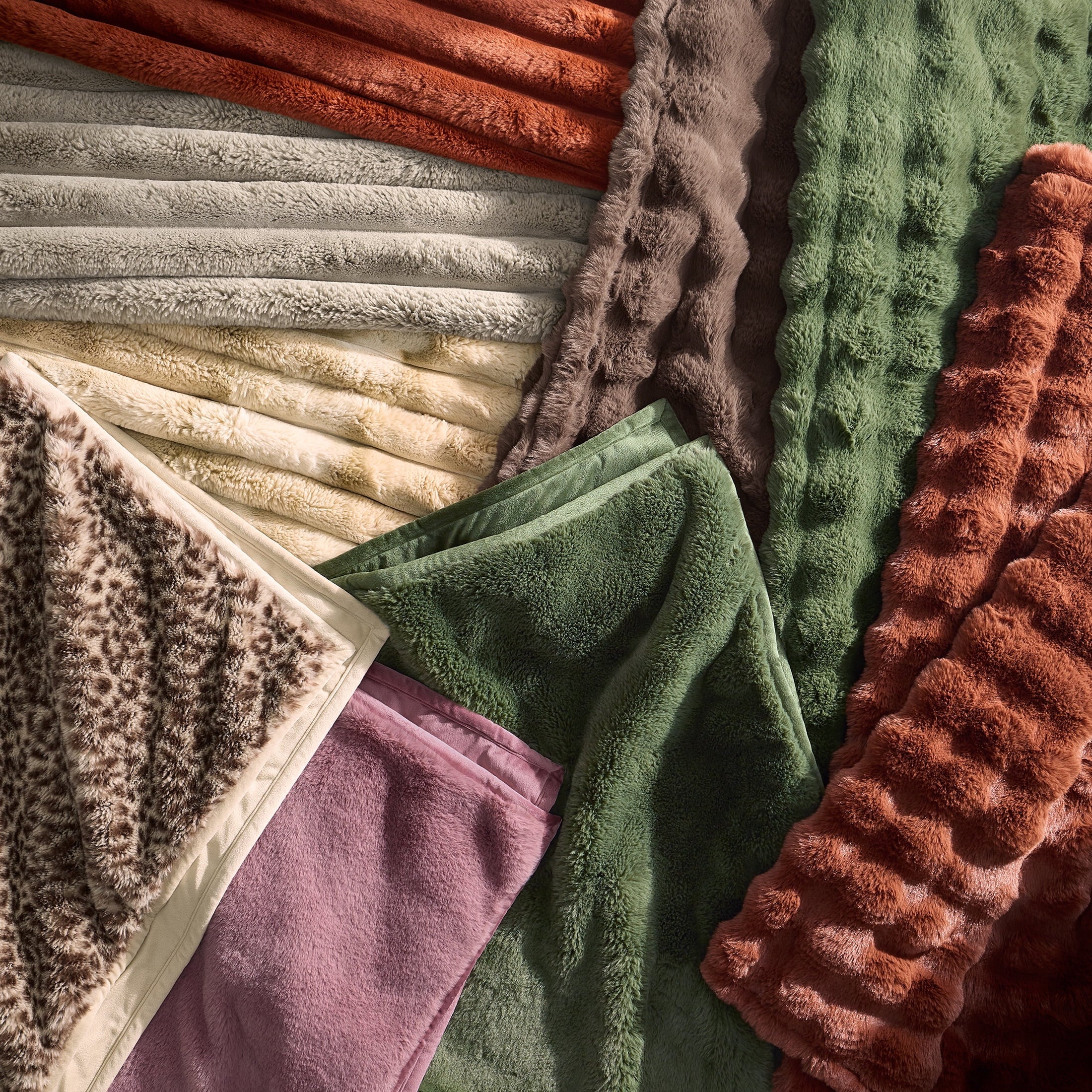AVERO™ Beige Marbled Exaggerated Channel Faux Fur Oversized Throw, 50" x 72" - AVERO™