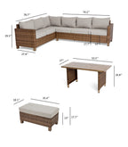 AVERO™ Brookbury 4-Piece Outdoor Wicker Patio Sectional Dining Set, Beige Cushions - AVERO™