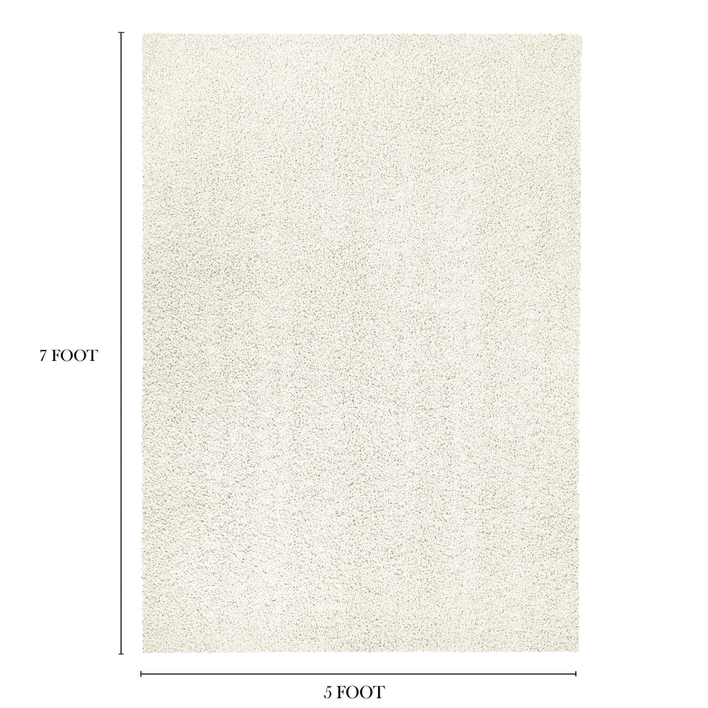 AVERO™ (2 pack) Traditional Solid Ivory Shag Indoor Area Rug, 5 ft x 7 ft - AVERO™