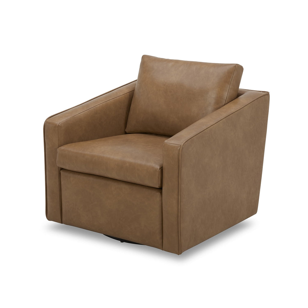 AVERO™ Steele Swivel Accent Chair, Camel Faux Leather - AVERO™