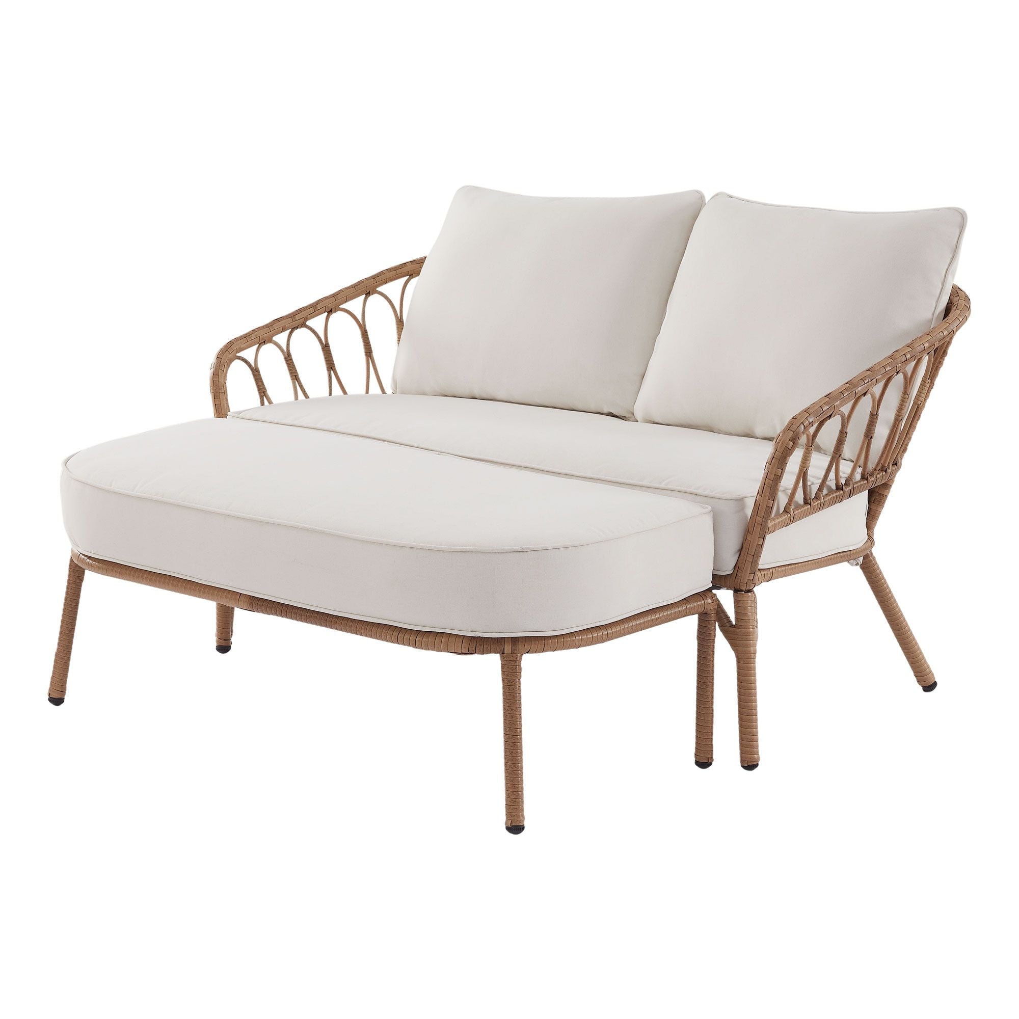 AVERO™ Willow Sage All-Weather Wicker Outdoor Loveseat and Ottoman Set, Beige - AVERO™