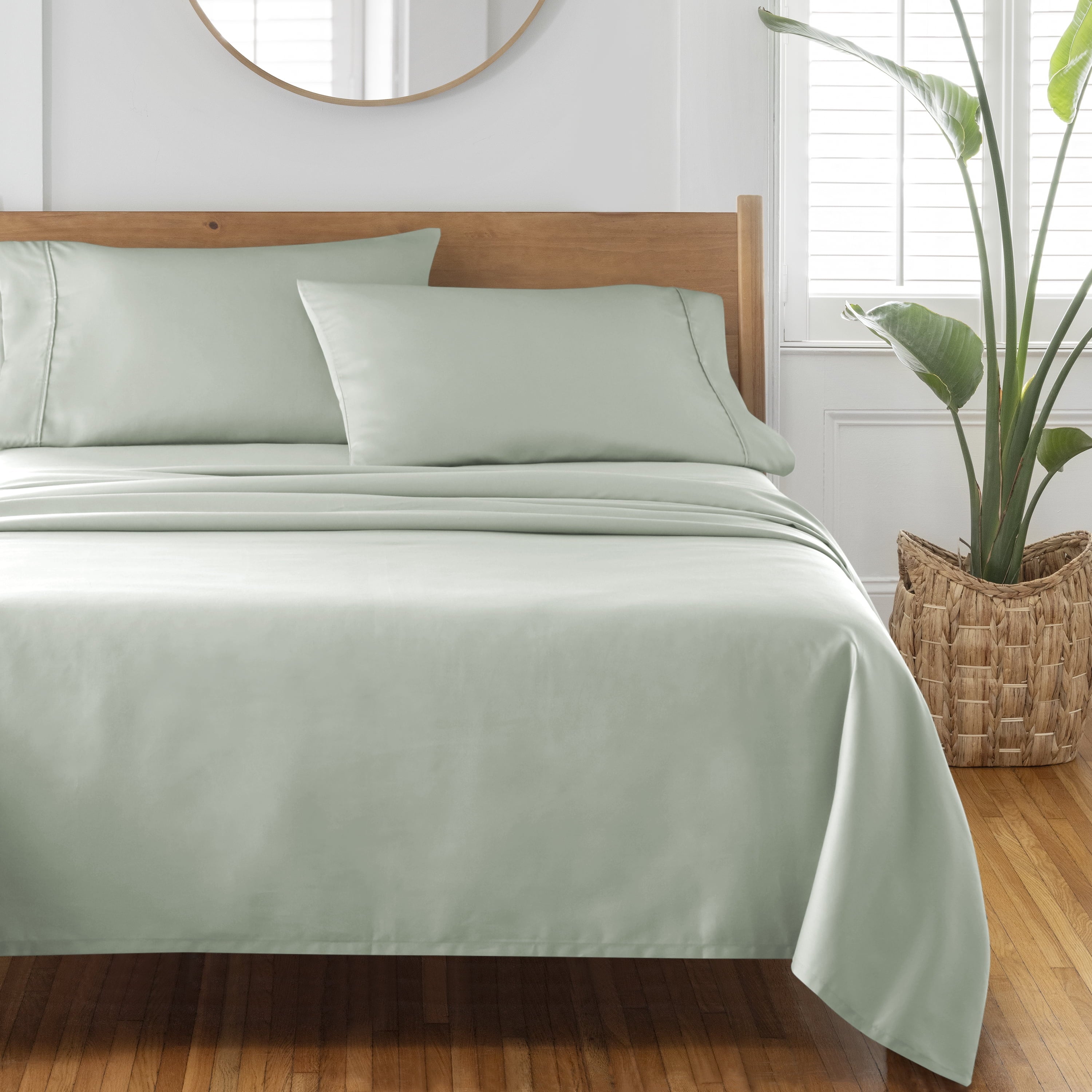AVERO™ 4-Piece 300 Thread Count 100% Cotton Sateen Sheet Set, Soft Sea, Queen - AVERO™