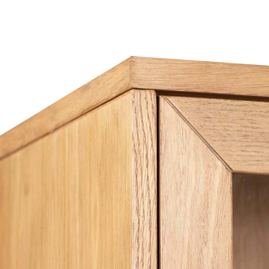 AVERO™ Ezra China Cabinet, Light Honey Finish and Black Stand - AVERO™