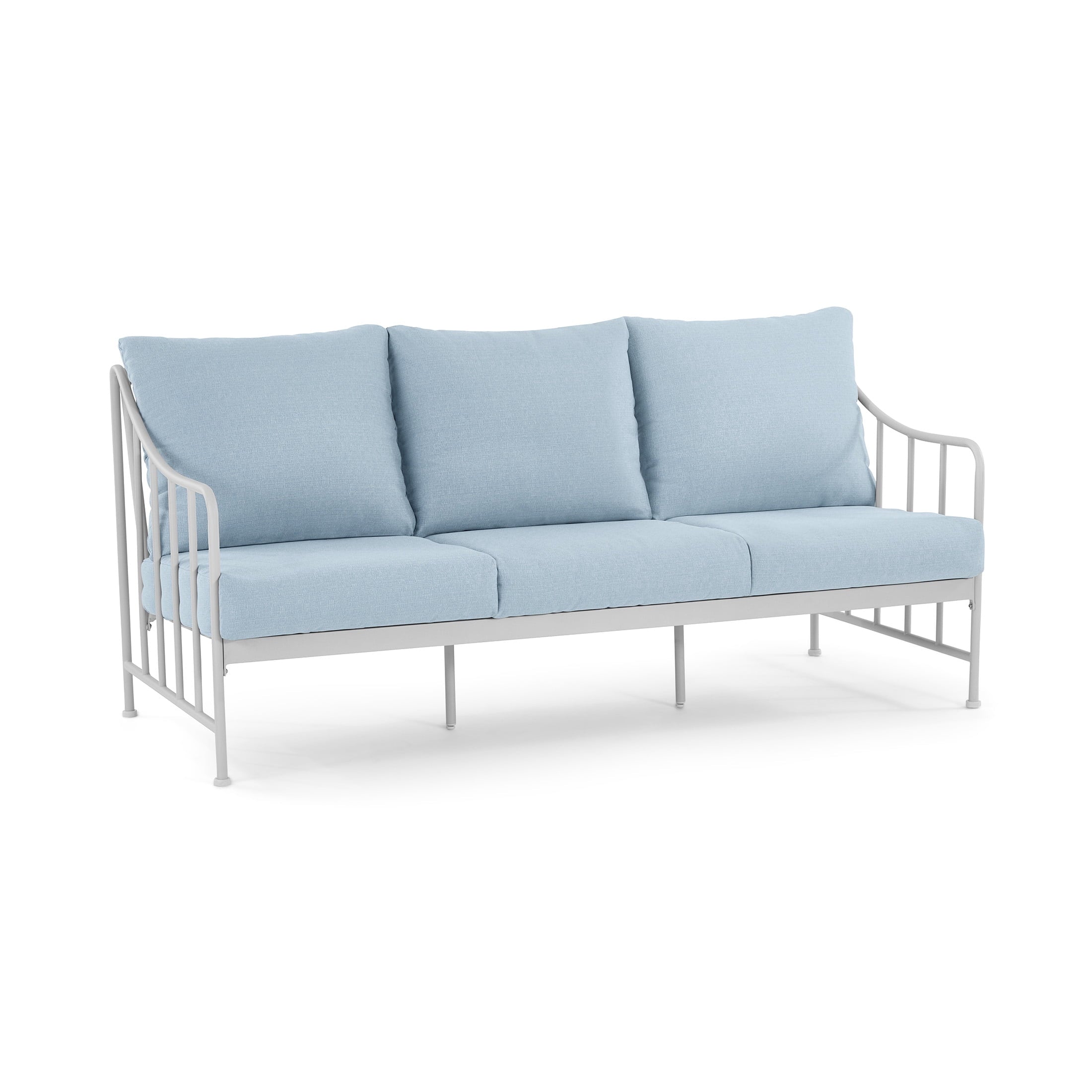 AVERO™ Aubrey Outdoor Metal Sofa with Blue Cushion - AVERO™