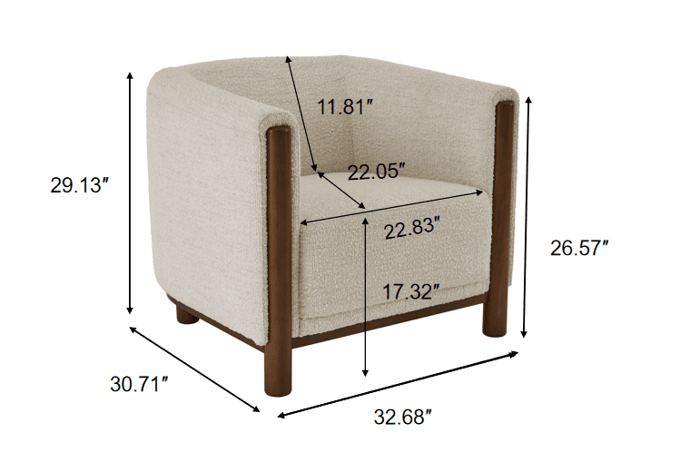 AVERO™ Adlin Accent Chair, Cream Boucle - AVERO™