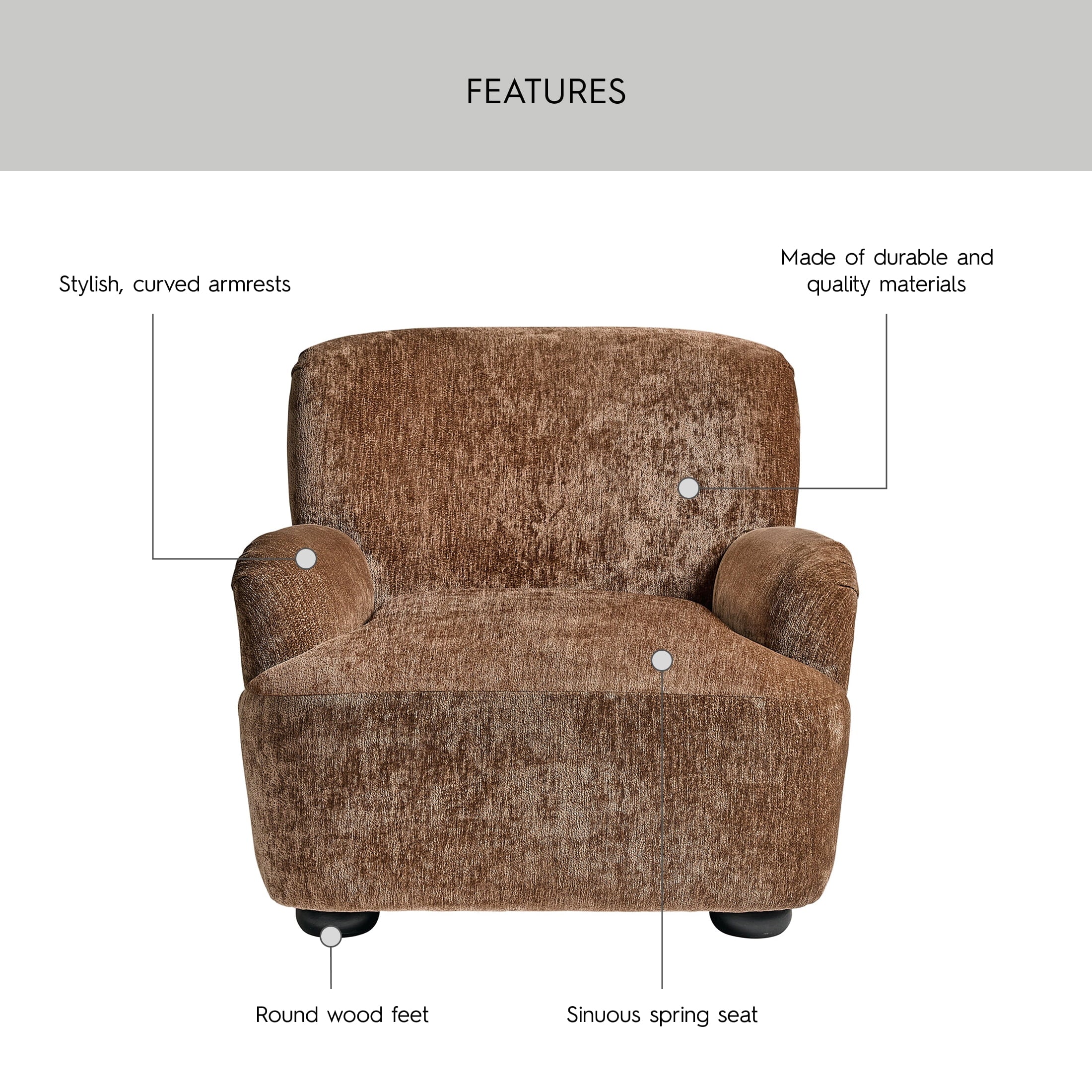 AVERO™ Waylen Accent Chair, Caramel Chenille - AVERO™