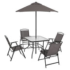AVERO™ Albany Lane 6-Piece Steel Outdoor Patio Dining Set with Umbrella, Gray - AVERO™