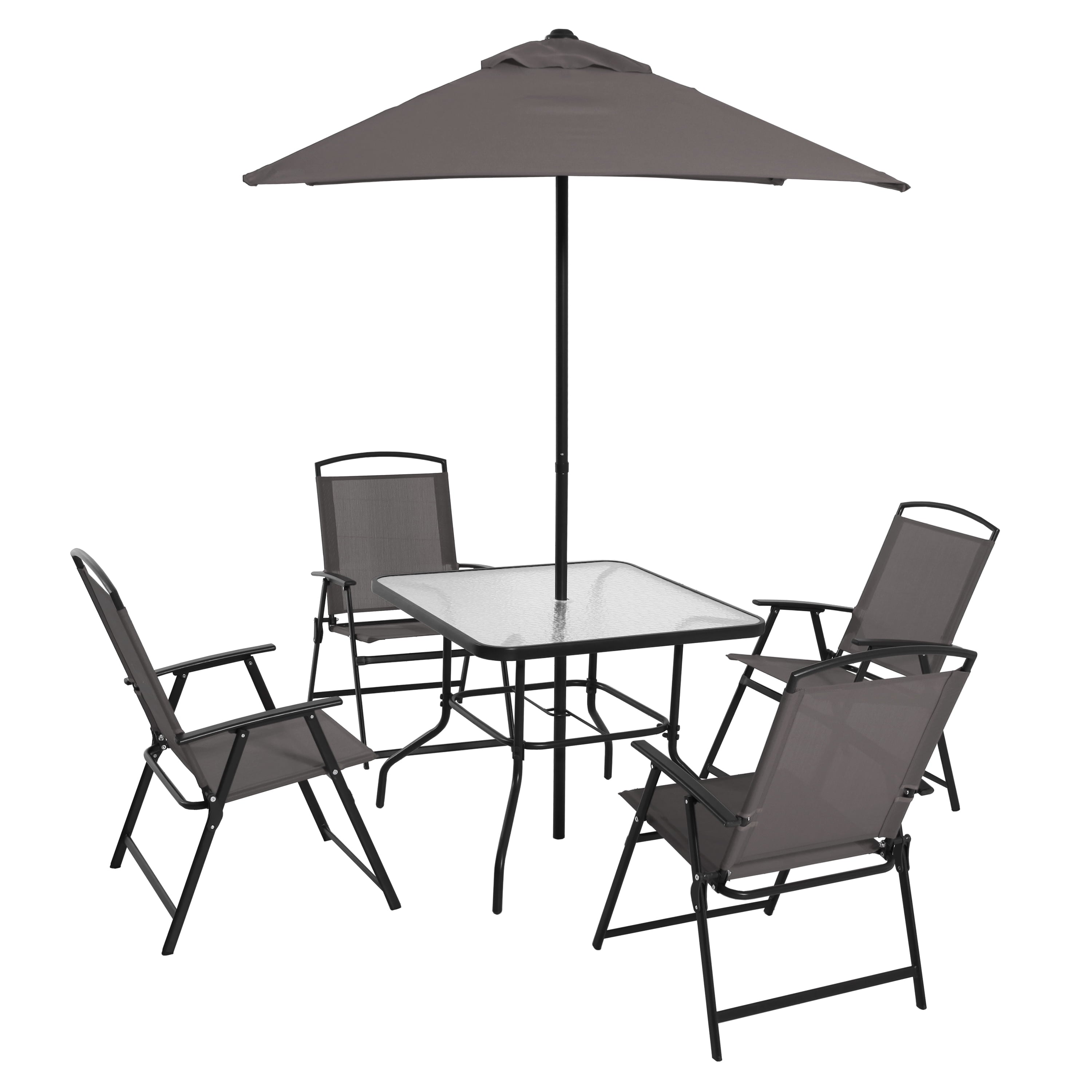 AVERO™ Albany Lane 6-Piece Steel Outdoor Patio Dining Set with Umbrella, Gray - AVERO™