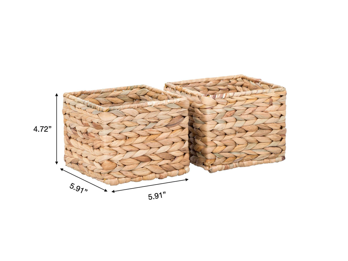 AVERO™ (2 pack) 3-Piece Natural Woven Water Hyacinth Decorative Storage Basket Set, Large Basket 16.14 in x 6.69 in x 5.9 in - AVERO™