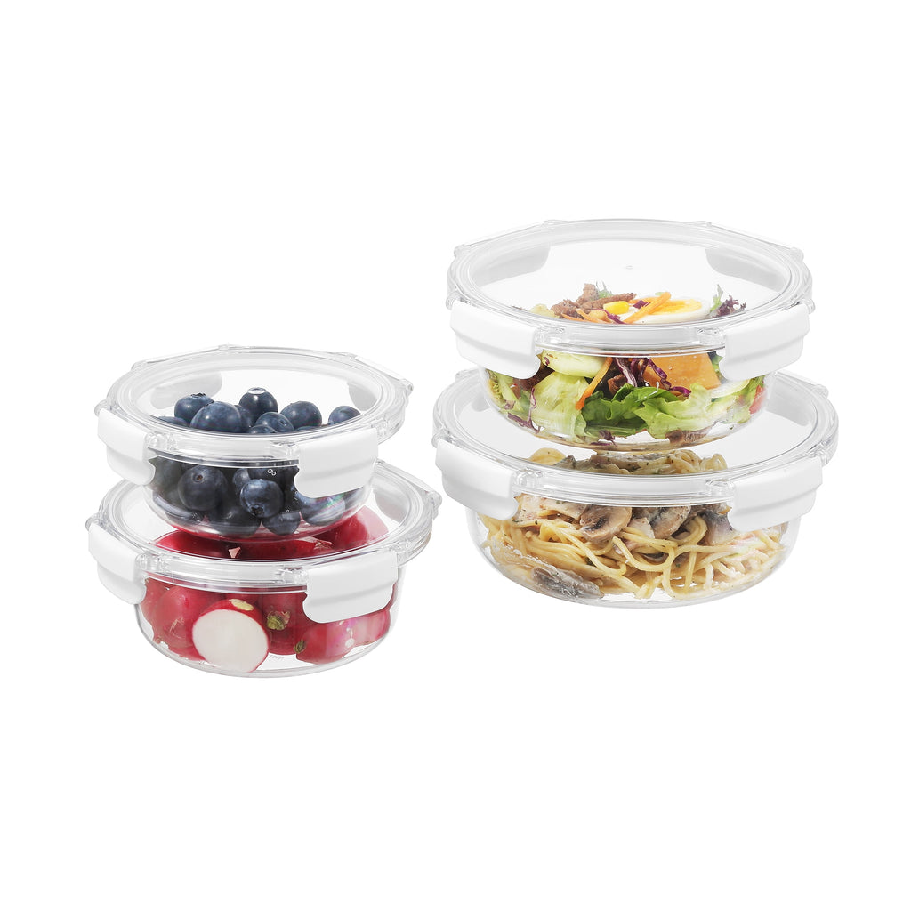 AVERO™ Round Tritan Food Storage Container with Tritan Lid. Set of 4, 8 Pieces - AVERO™