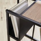 AVERO™ 54" Matte Black Metal Floor Lamp with Faux Wood Table and Magazine Rack - AVERO™