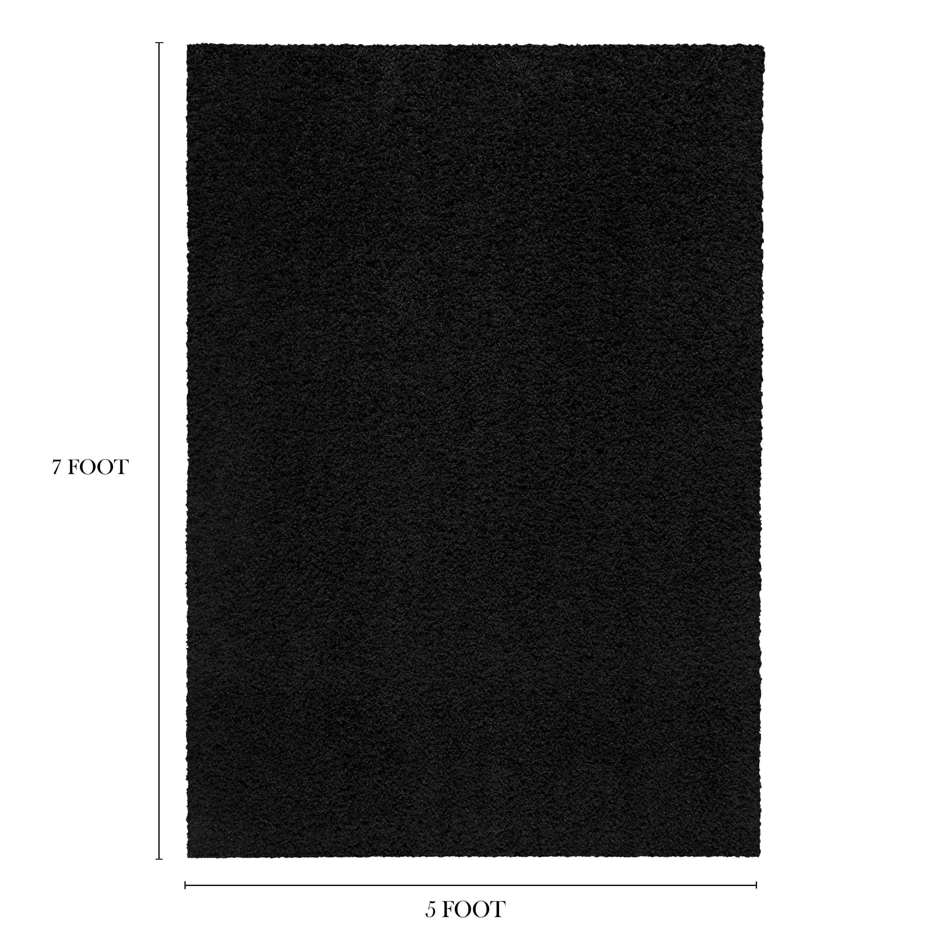 AVERO™ (3 pack) Traditional Solid Black Shag Indoor Area Rug, 5' x 7' - AVERO™