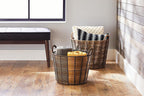 AVERO™ Round Poly Rattan Decorative Storage Basket with Handles, 18.7 in x 16.14 in - AVERO™