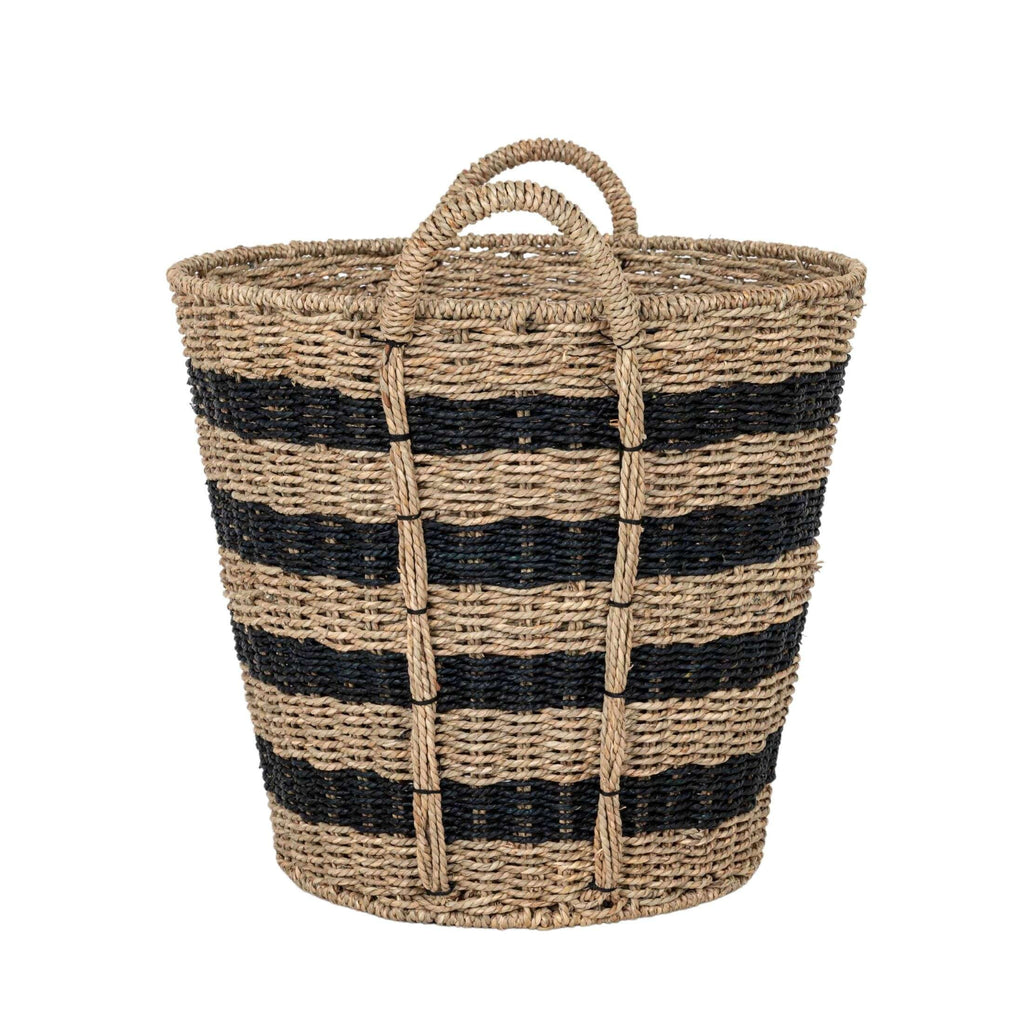 AVERO™ Extra Large Striped Seagrass Decorative Storage Basket with Handles, 17 in x 18 in - AVERO™