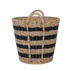 AVERO™ Extra Large Striped Seagrass Decorative Storage Basket with Handles, 17 in x 18 in - AVERO™